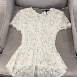 BCBG Maxazaria XXS white lace blouse